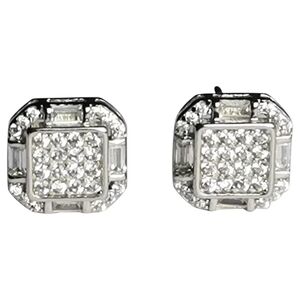 NEW, Art Deco styled earrings in Sterling Silver CZ